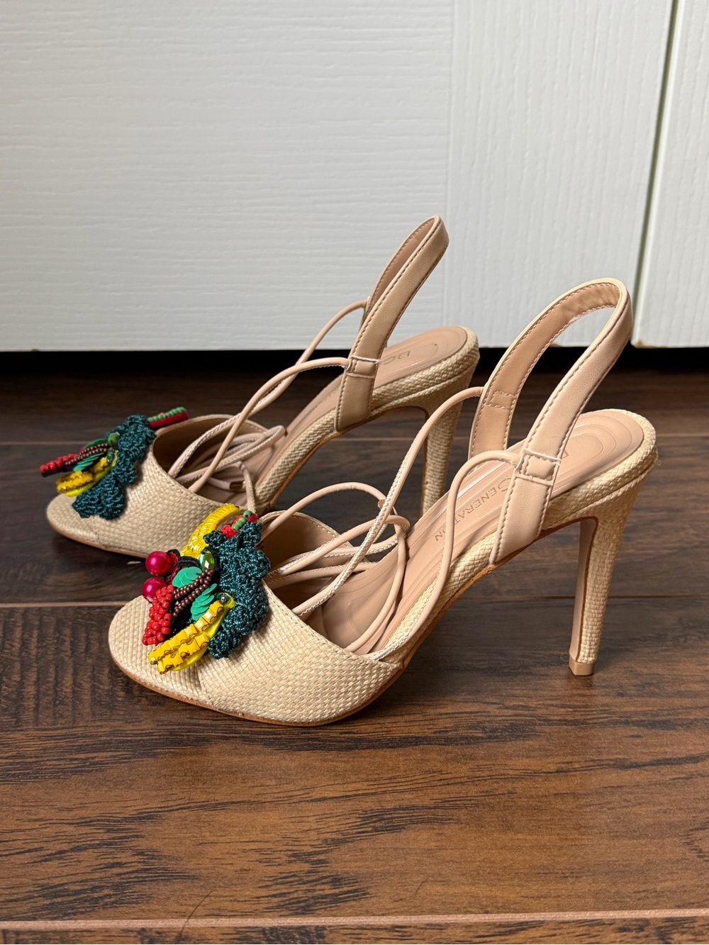 BCBGeneration Embellished Fruit Journe Nude Lace-Up Sandal - Picture 5 of 7